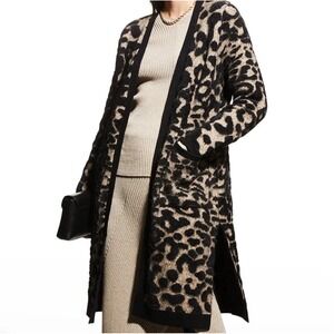 Anatomie Cardigan Women 1 Small Brown Leopard Excellent Longline Open Front Knit